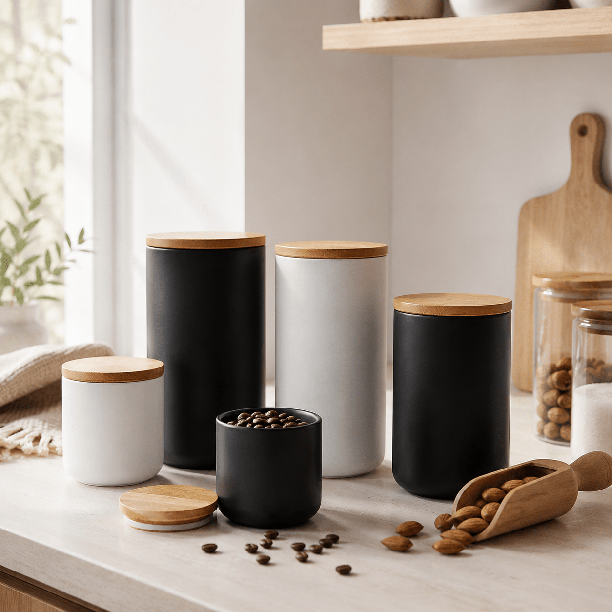 Ceramic Pantry Jar with Bamboo Lid - Luma & Home