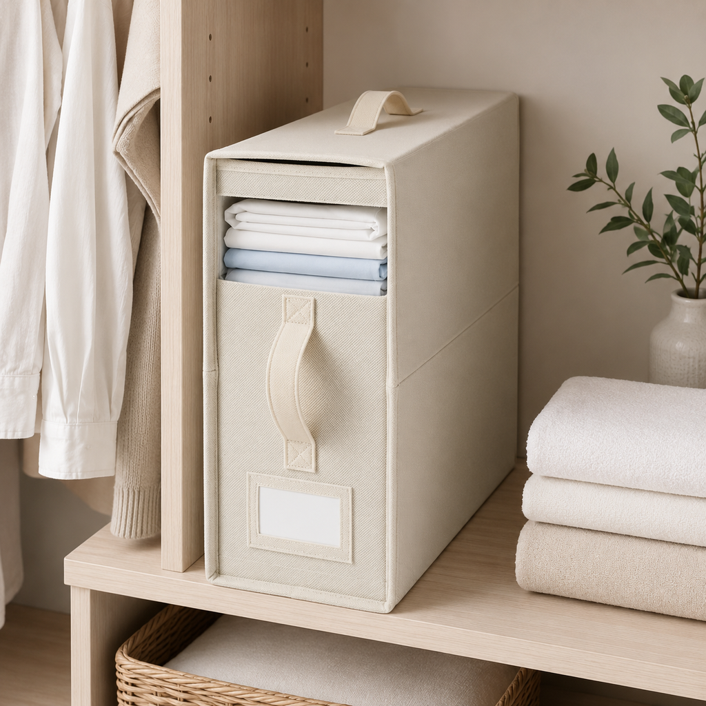 SlimFold Collapsible Linen Storage Box - Beige