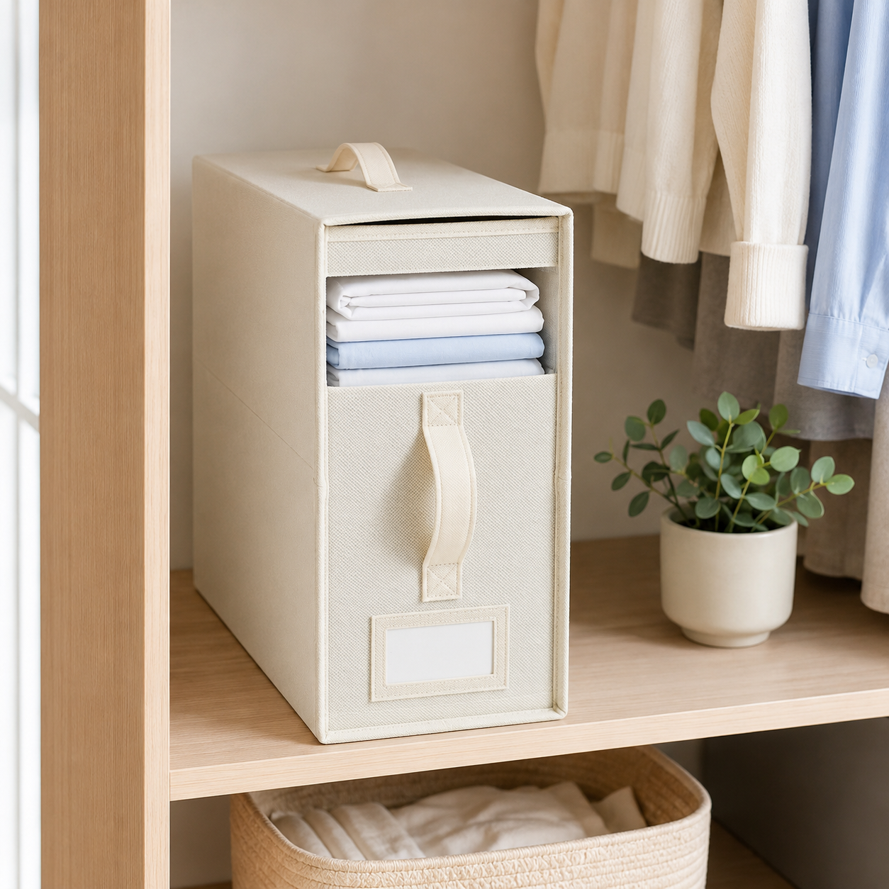 SlimFold Collapsible Linen Storage Box - Beige