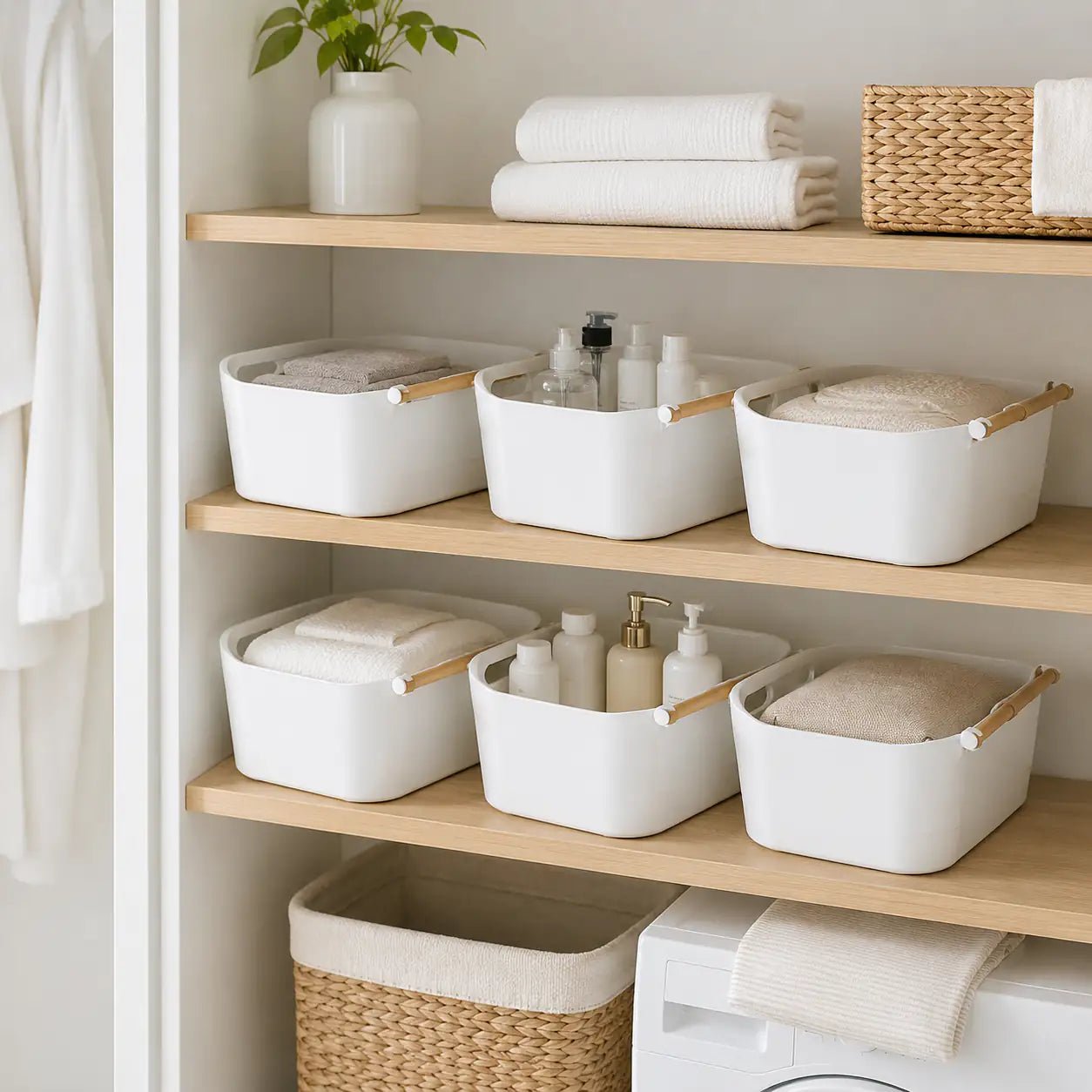 Storage Tub w/ Wooden Handle - 6 Set - Luma & Home