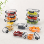 Meal Prep Glass Food Container - 10 Set Rectangle - Black