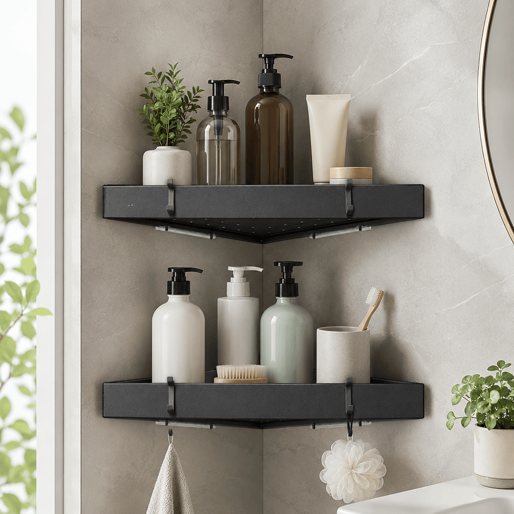 Aluminum Corner Shower Caddy - Wall Mounted - Luma & Home