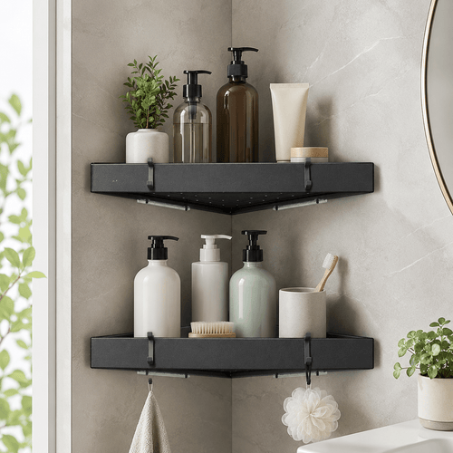Aluminum Corner Shower Caddy - Wall Mounted - Luma & Home