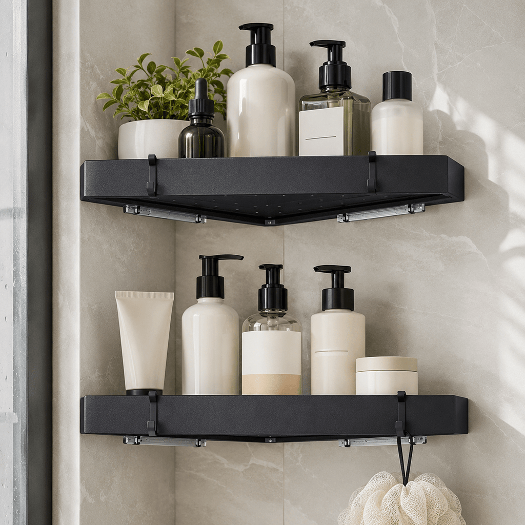Aluminum Corner Shower Caddy - Wall Mounted - Luma & Home
