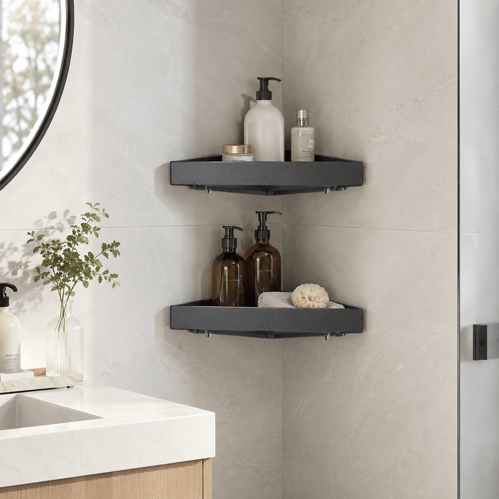 Aluminum Corner Shower Caddy - Wall Mounted - Luma & Home