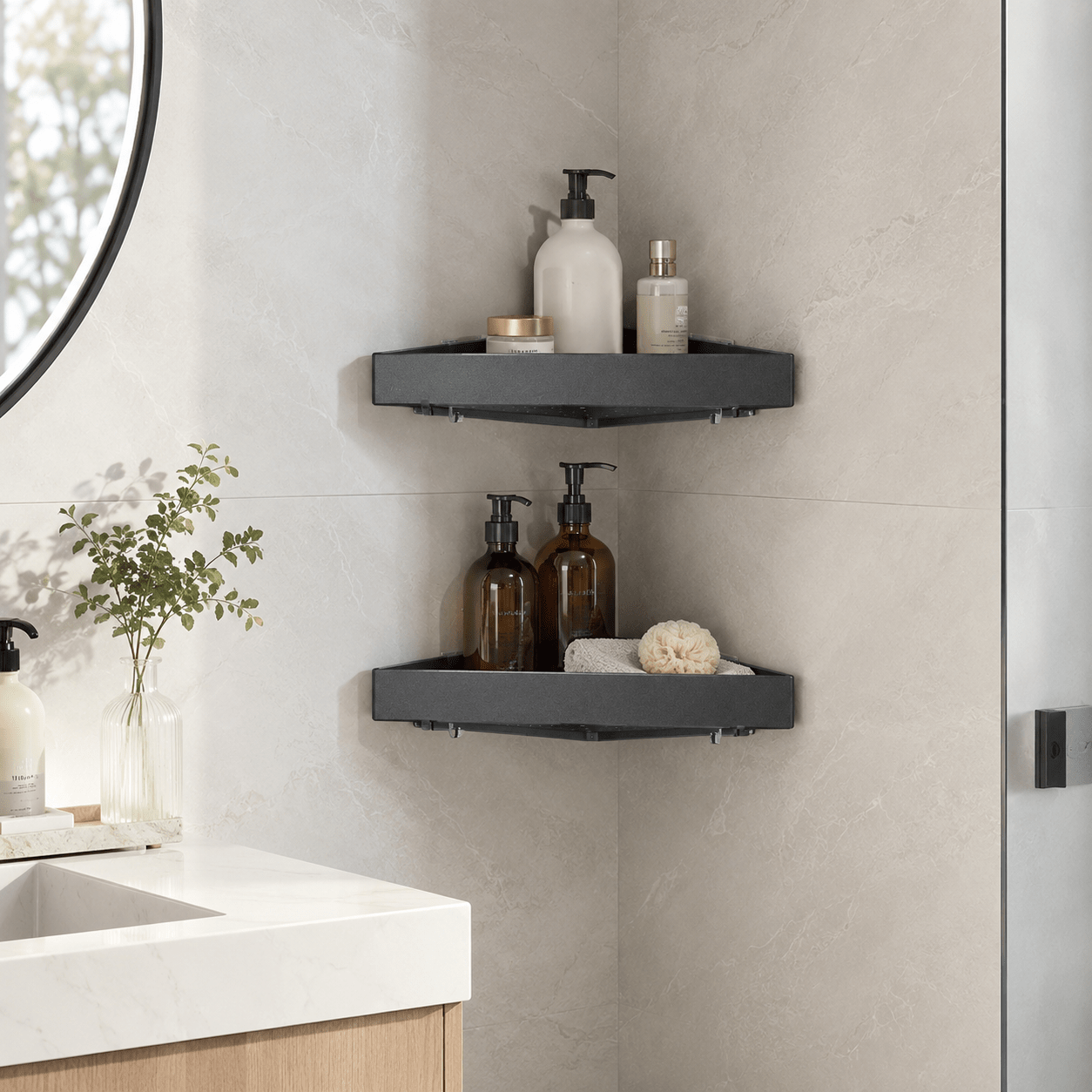 Aluminum Corner Shower Caddy - Wall Mounted - Luma & Home