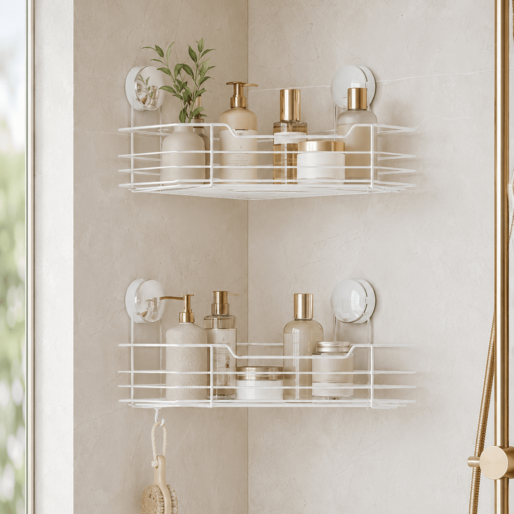 No-Drill Corner Shower Caddy - White - Luma & Home