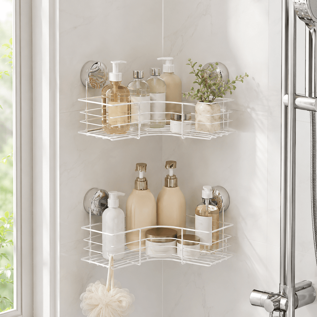 No-Drill Corner Shower Caddy - White - Luma & Home
