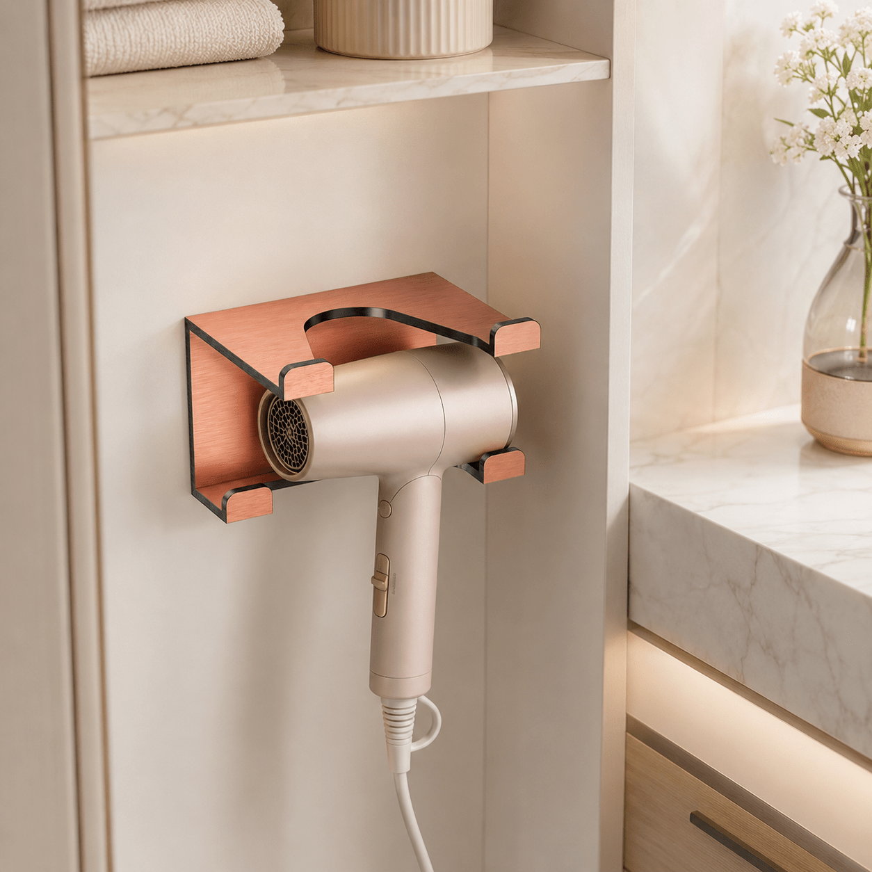 Hair Dryer Holder with Shelf - Rose Gold - Luma & Home