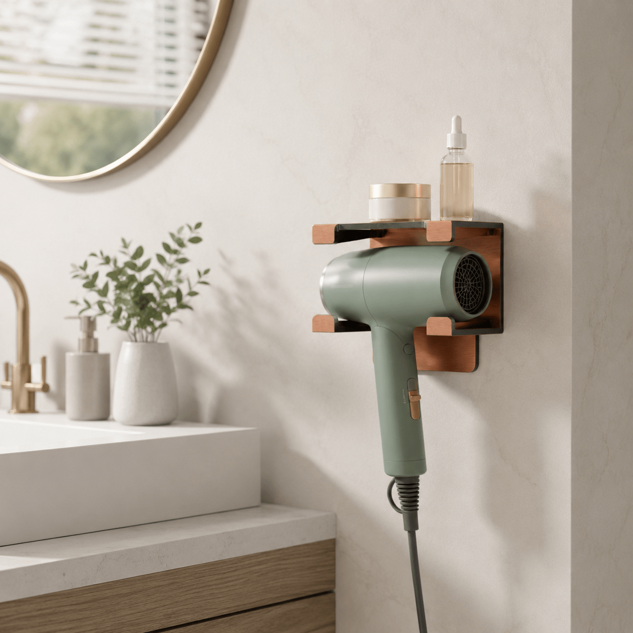 Hair Dryer Holder with Shelf - Rose Gold - Luma & Home
