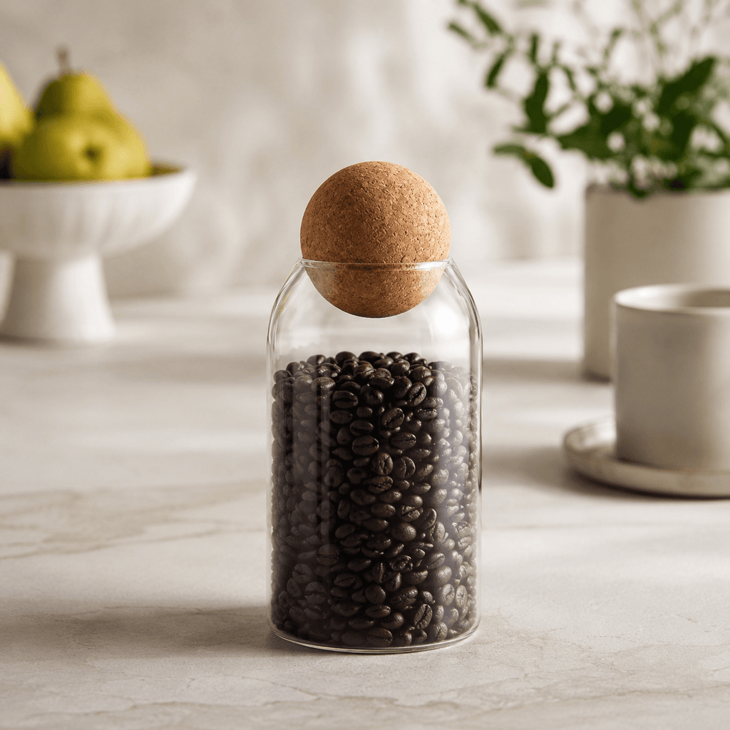 Glass Storage Jar 500ml - Cork Ball Lid - Luma & Home