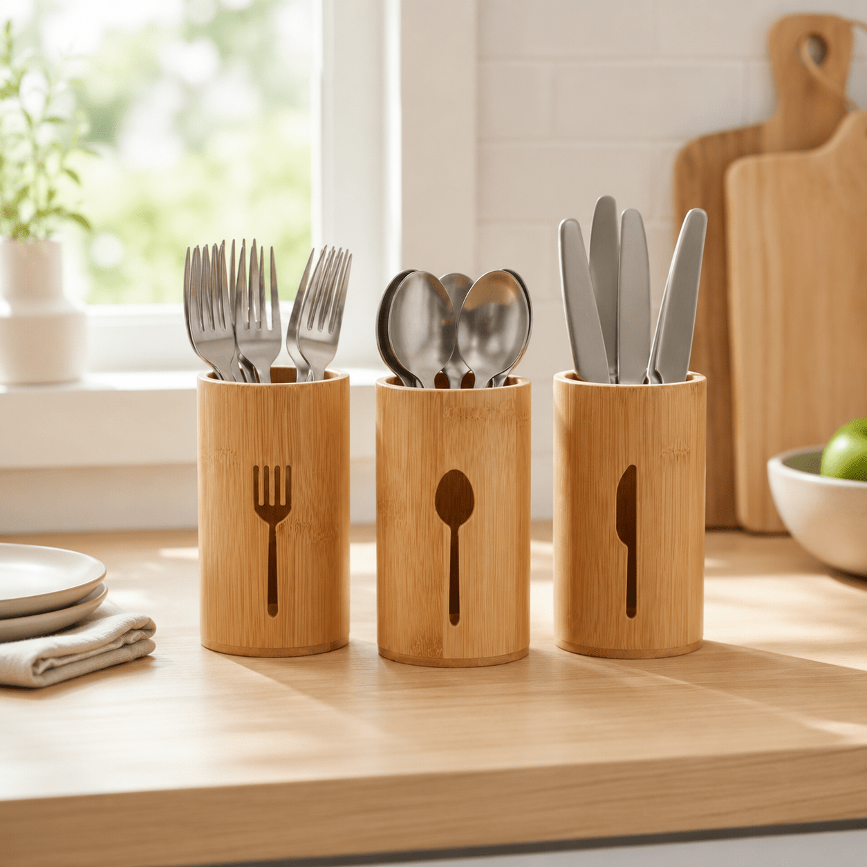 Bamboo Utensil Holder - Set of 3 - Luma & Home