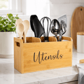 Foldable Bamboo Utensil Holder - 3 Compartments - Luma & Home