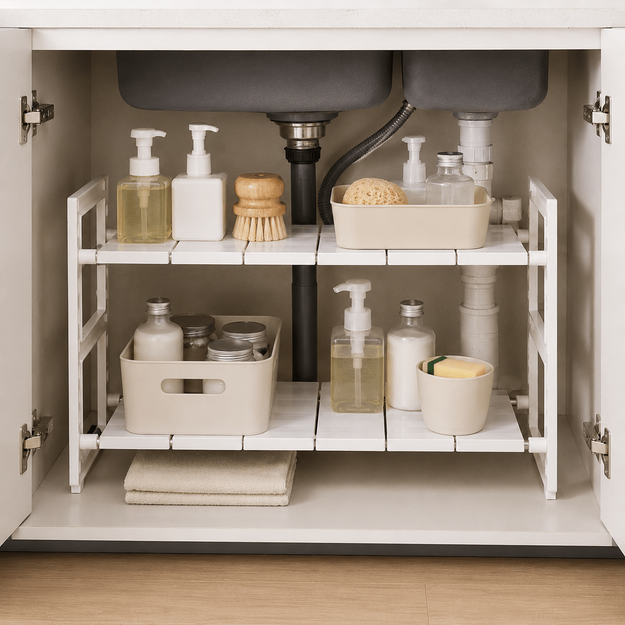 Foldable 2-Tier Under-Sink Shelf - Luma & Home