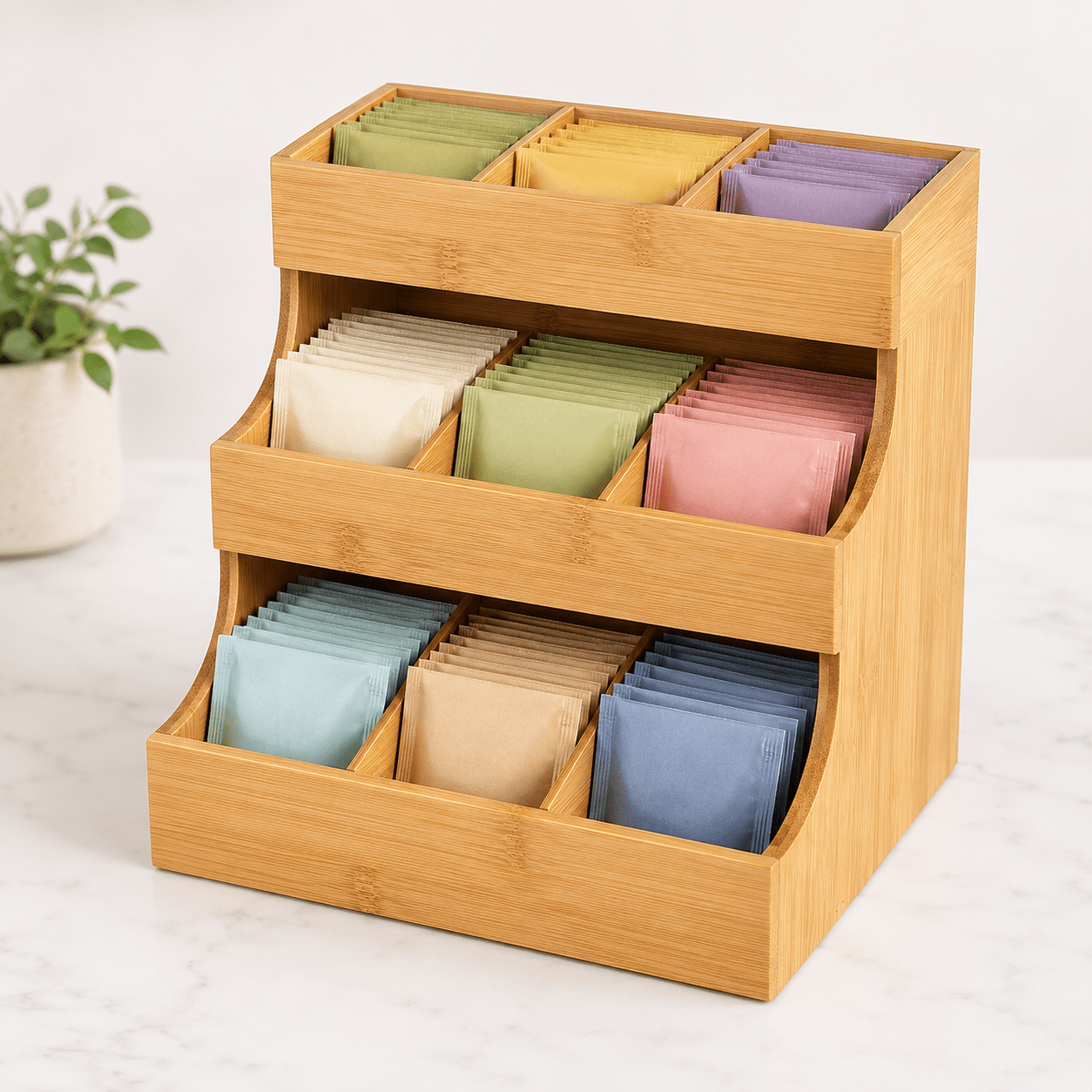 3-Tier Bamboo Tea Bag Organiser - Luma & Home