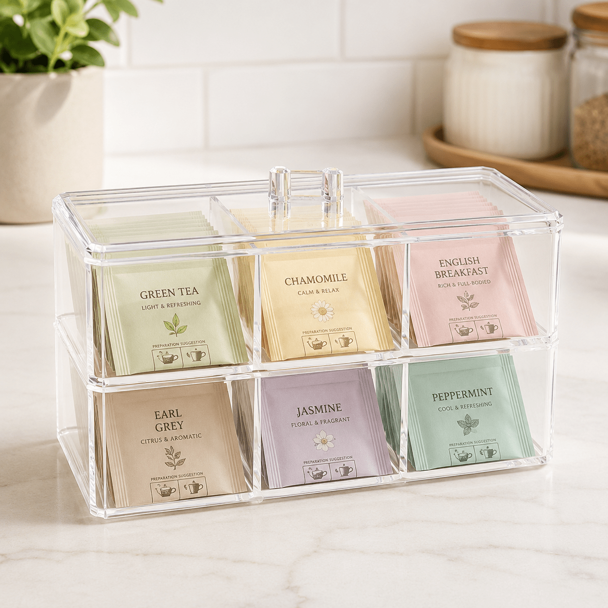 Clear Acrylic Tea Bag Organiser - Luma & Home