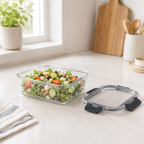 Glass Food Storage Container 1480ml - Rectangle - Black