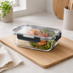Glass Food Storage Container 1480ml - Rectangle - Black