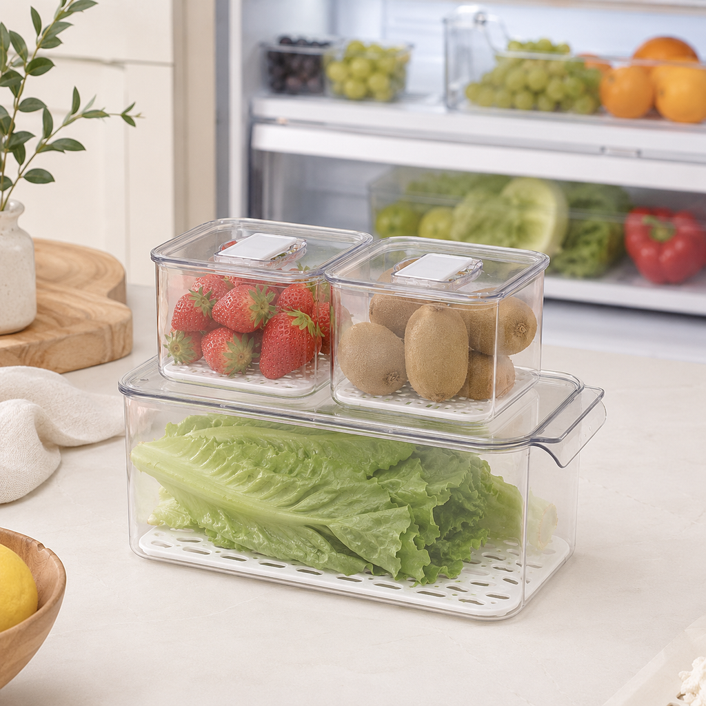 Fresh Keeper Fridge Storage Containers - 3 Set