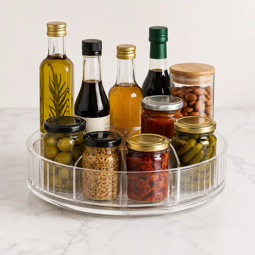 Clear Turntable / Lazy Susan with Dividers - Luma & Home