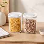 Rectangle Glass Pantry Storage Jars 1.1L - White - 2 Set Pantry Storage bundle, color-white, free-uk-delivery, glass, glass-pantry-jars, luma-and-home, pantry, pantry-organisation, pantry-storage, set, stackable