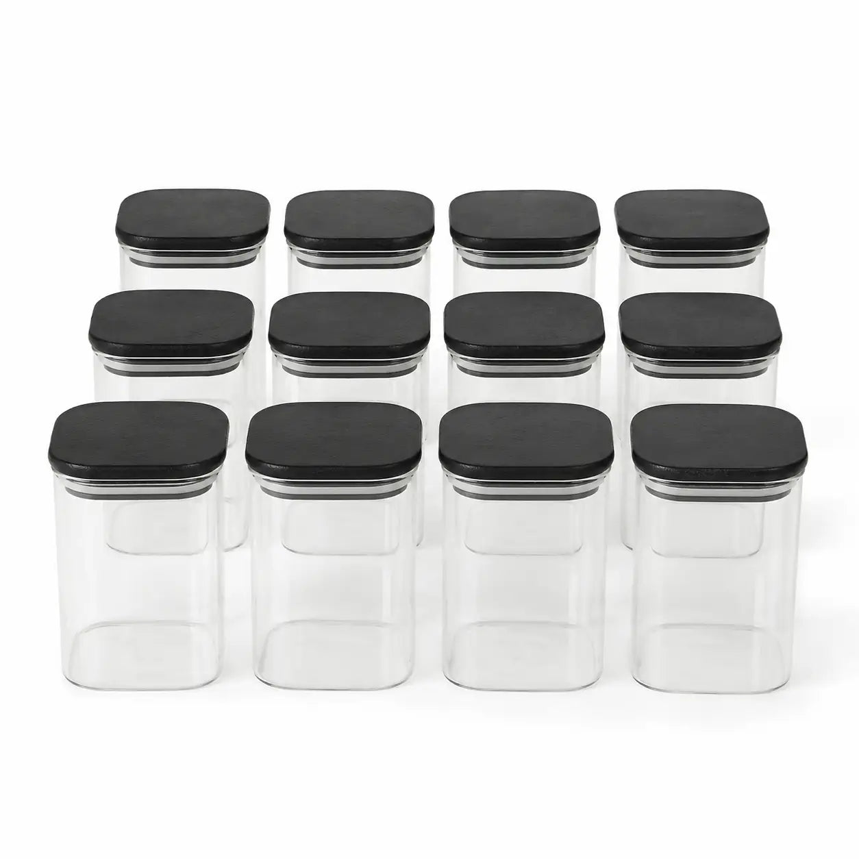 Push Top Spice Container 12 Set - Black Lid