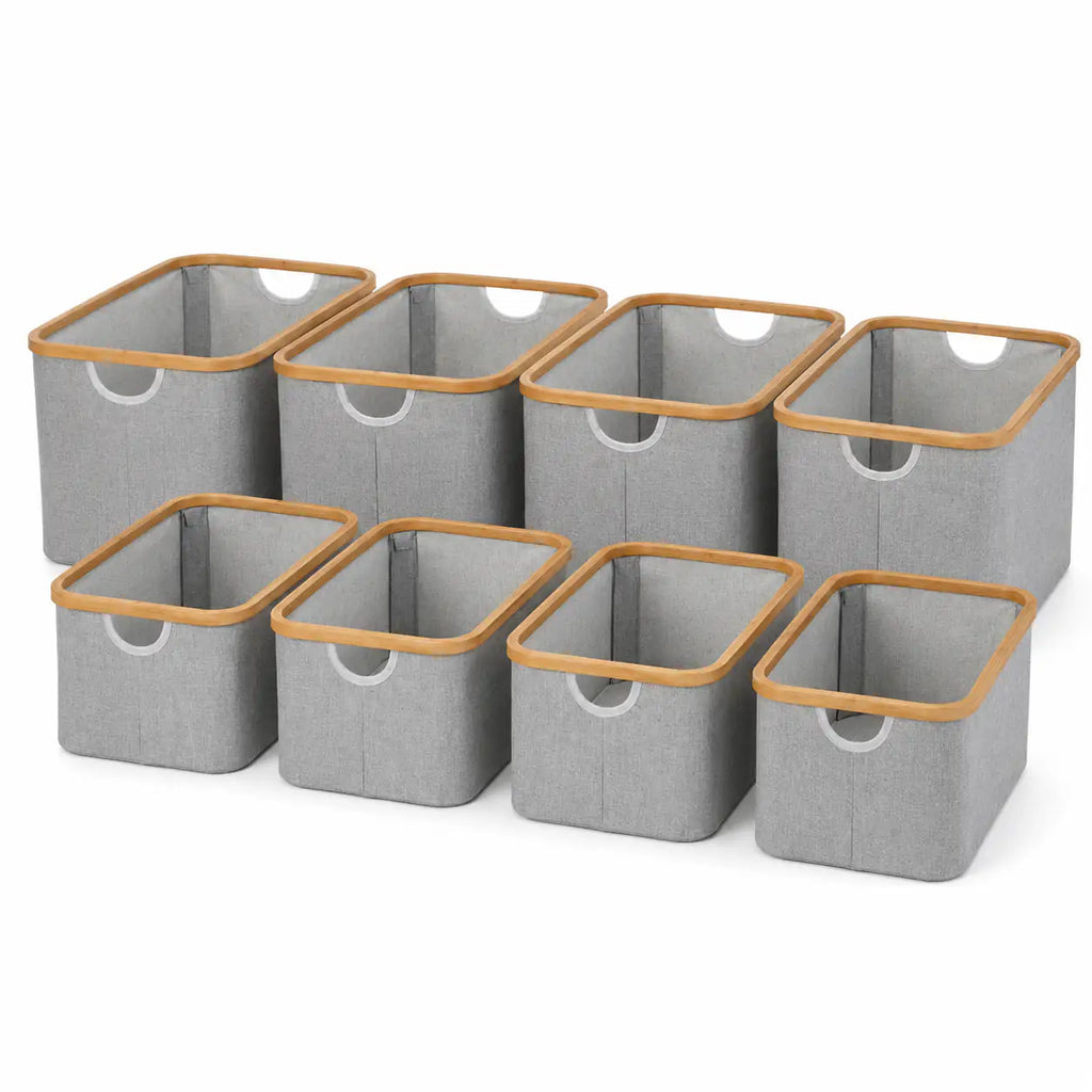 Linen Storage Basket - 8 Set Light Grey