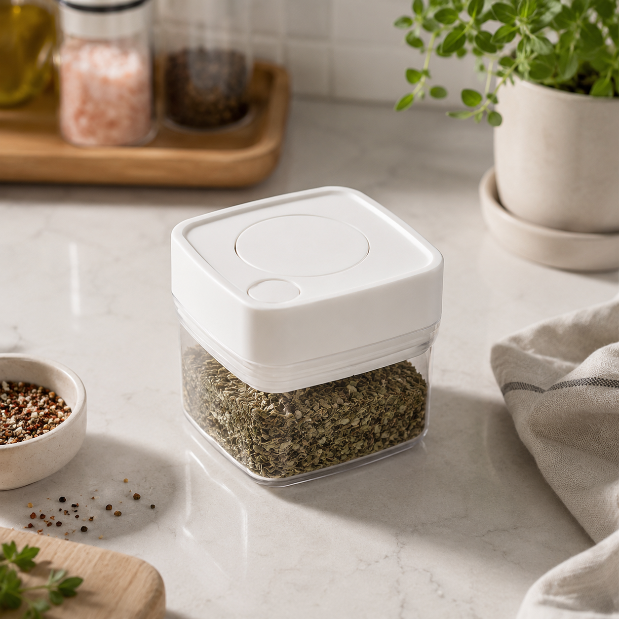 Push Top Spice Container 320ml - White Lid