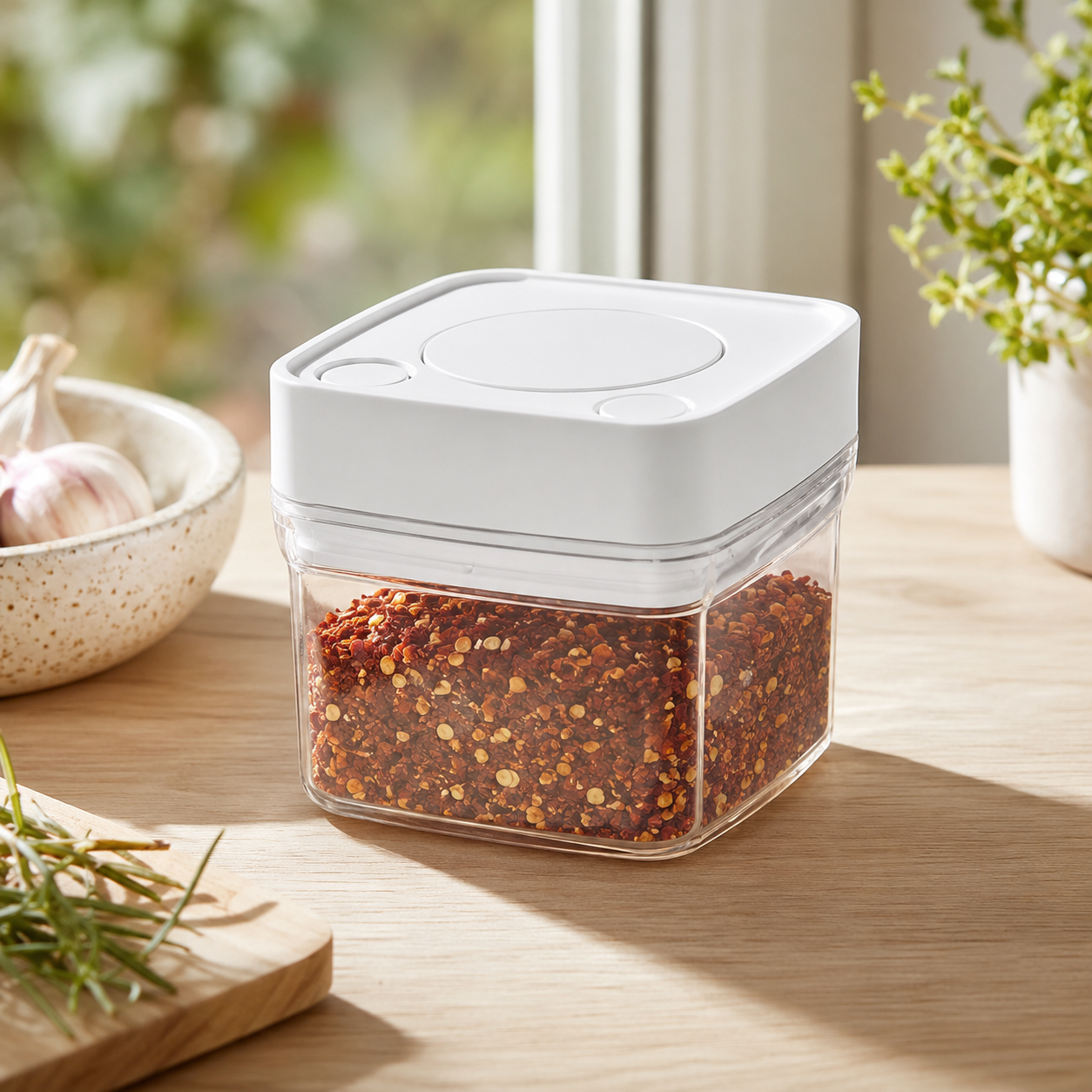 Push Top Spice Container 320ml - White Lid