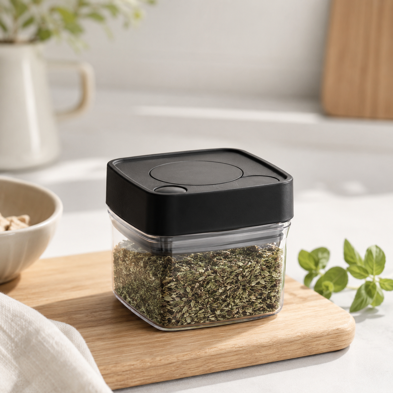 Push Top Spice Container 320ml - Black Lid