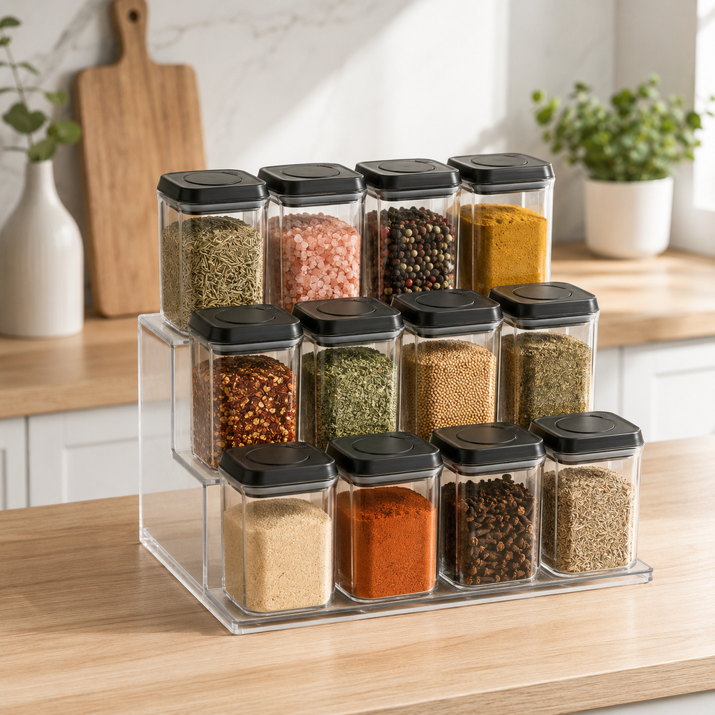 Push Top Spice Container Set - Black Lid