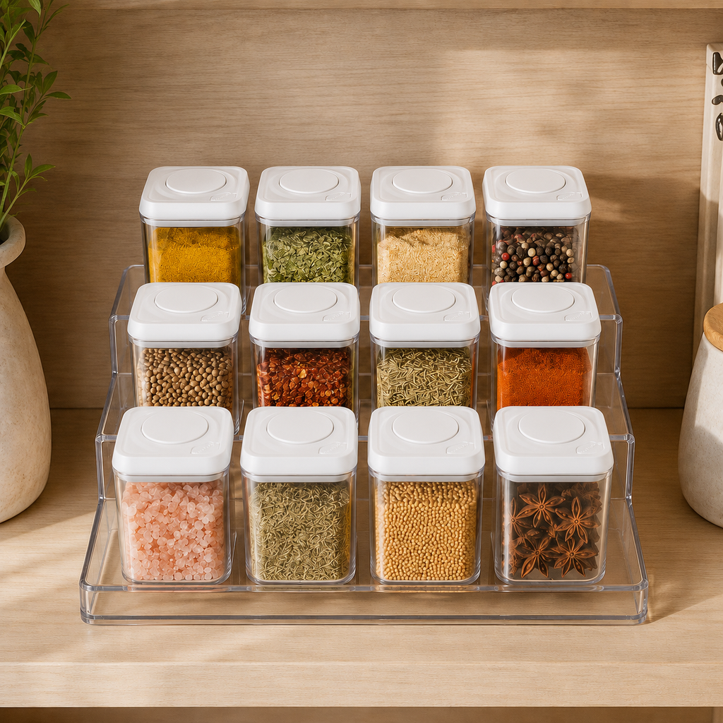 Push Top Spice Container Set - White Lid