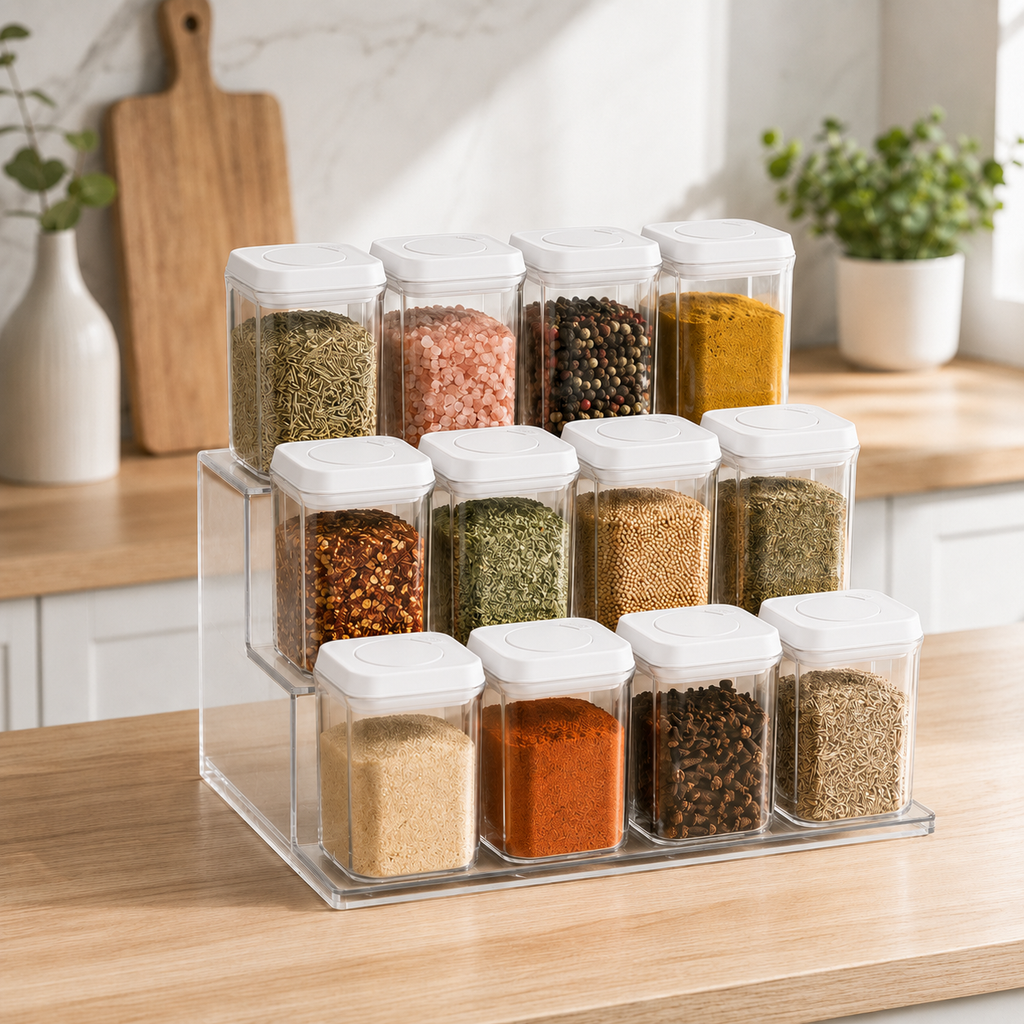 Push Top Spice Container Set - White Lid