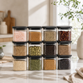 Push Top Spice Container 12 Set - Black Lid