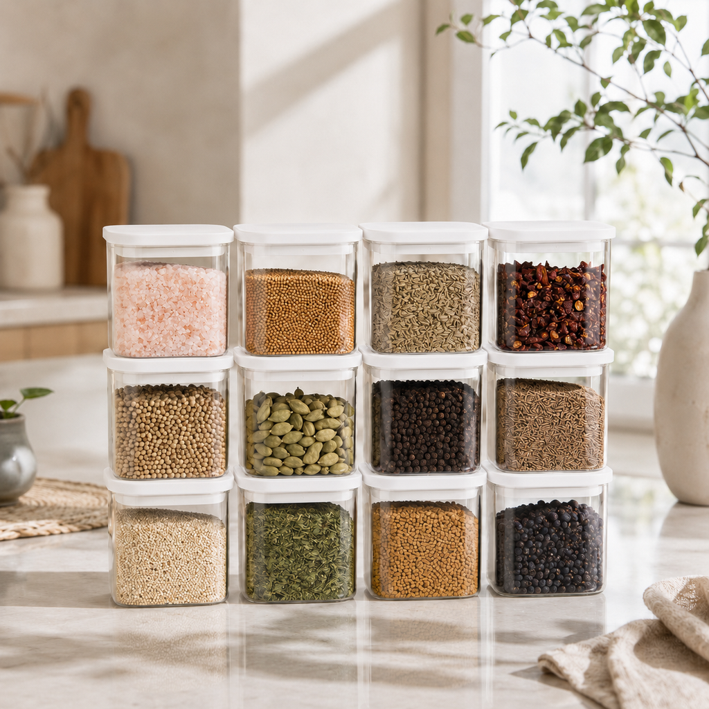 Push Top Spice Container 12 Set - White Lid