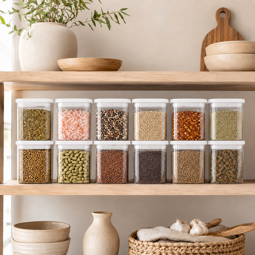 Push Top Spice Container 12 Set - White Lid