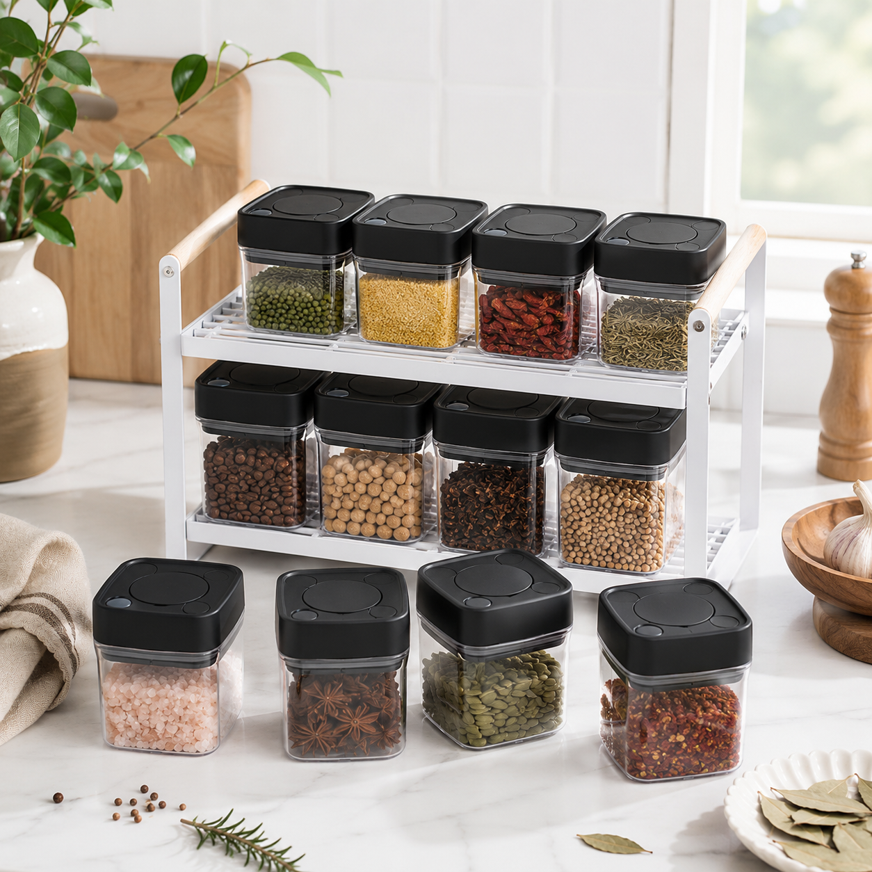 Minimalist Spice Storage Set - Black