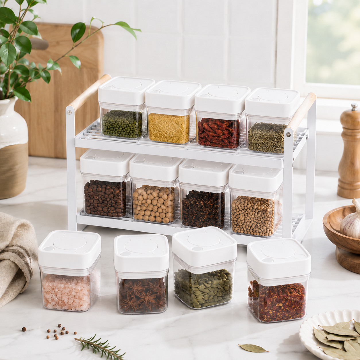 Minimalist Spice Storage Set - White