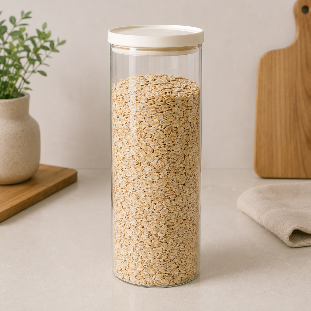 Glass Pantry Storage Jars 2L - Cream - Round