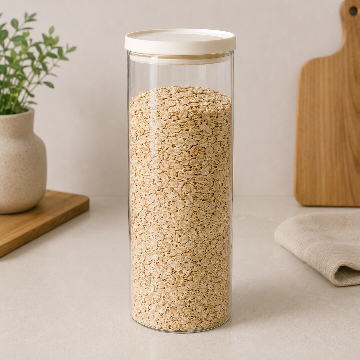 Glass Pantry Storage Jars 2L - Cream - Round