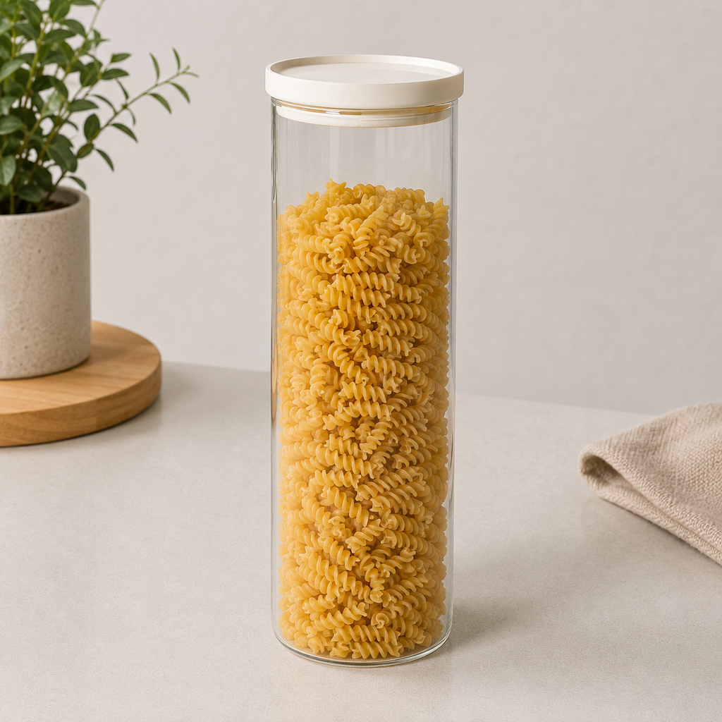Glass Pantry Storage Jars 2L - Cream - Round