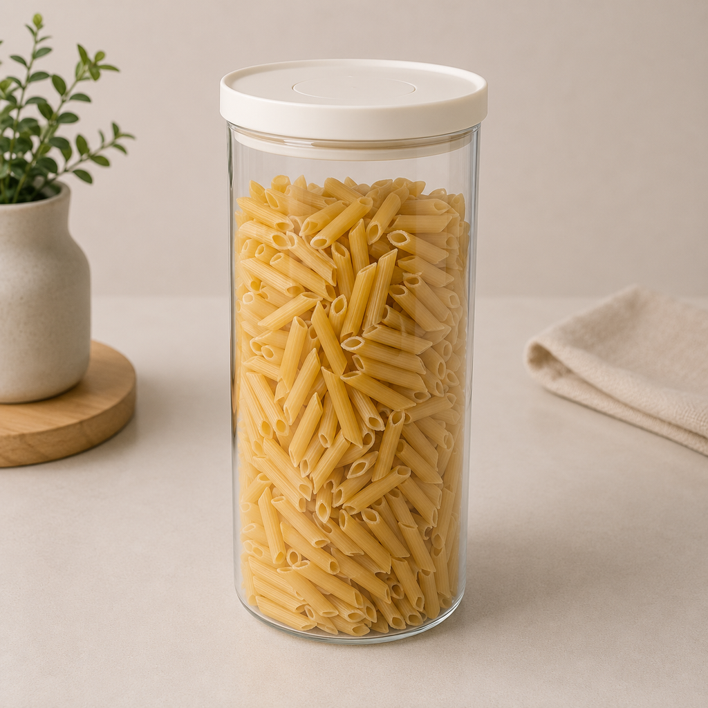 Glass Pantry Storage Jars 2L - Cream - Round