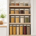 Glass Pantry Storage Jars - Cream - 18 Set Round