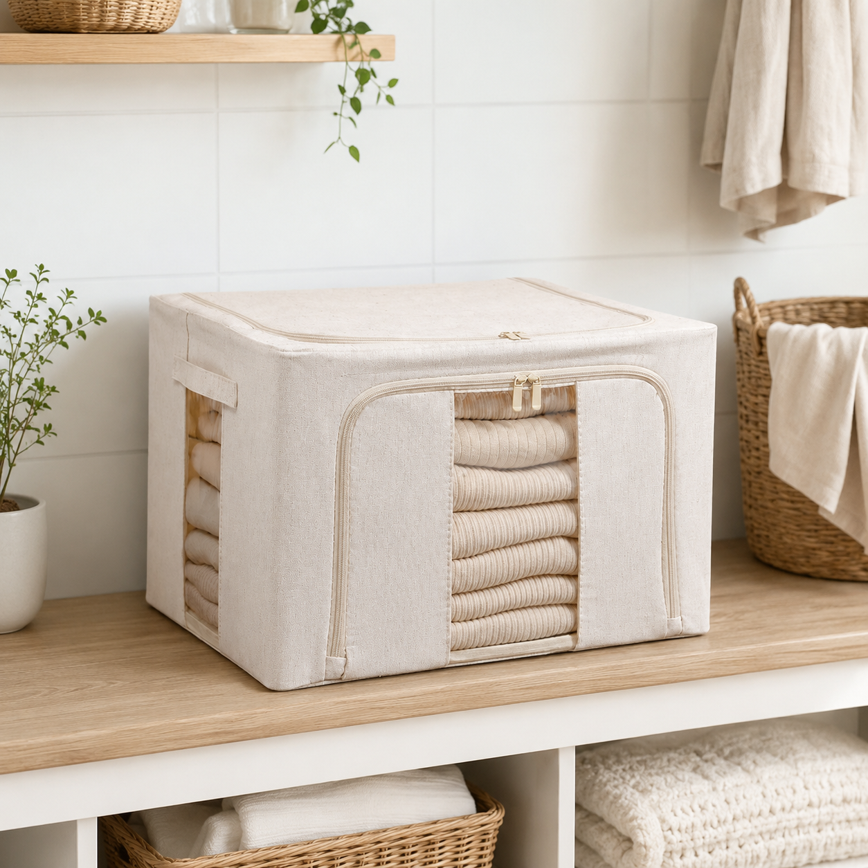 FoldAway Linen Storage Box - Beige