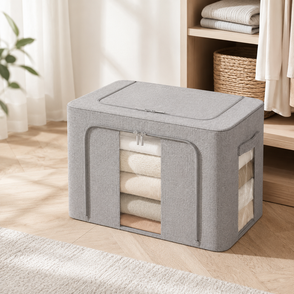 FoldAway Linen Storage Box - Pebble Grey