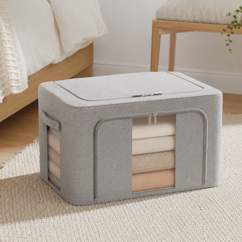 FoldAway Linen Storage Box - Pebble Grey