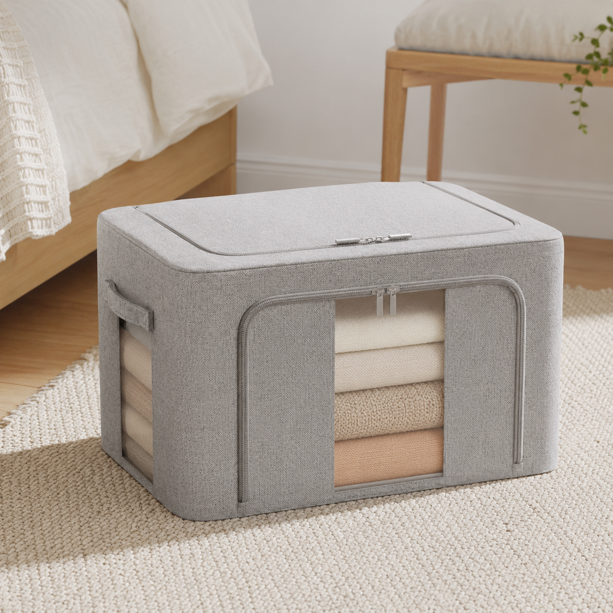 FoldAway Linen Storage Box - Pebble Grey