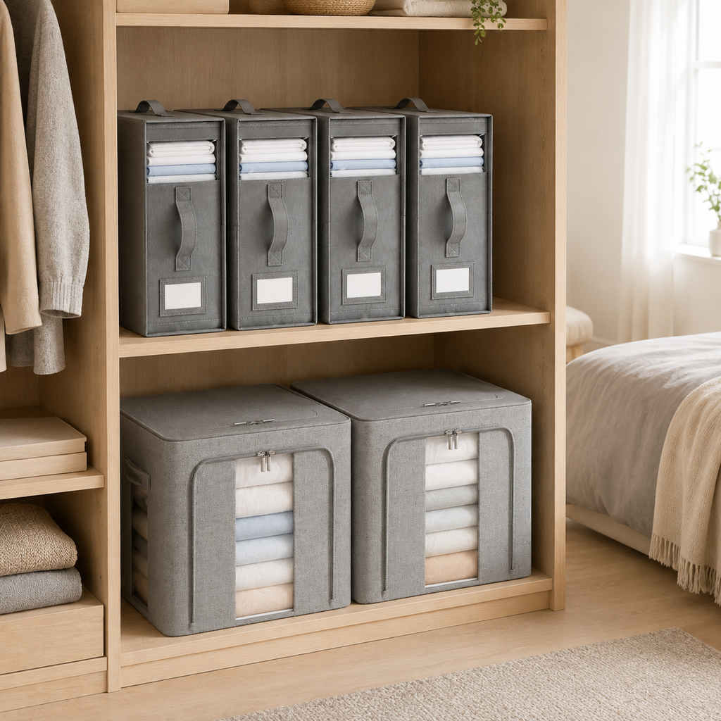 Linen Storage Box 6 Set - Pebble Grey