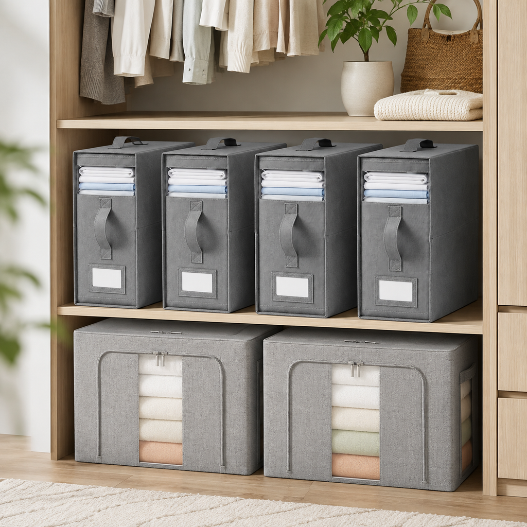 Linen Storage Box 6 Set - Pebble Grey