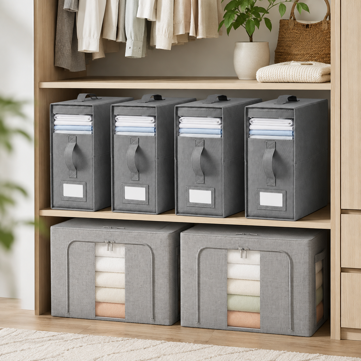 Linen Storage Box 6 Set - Pebble Grey